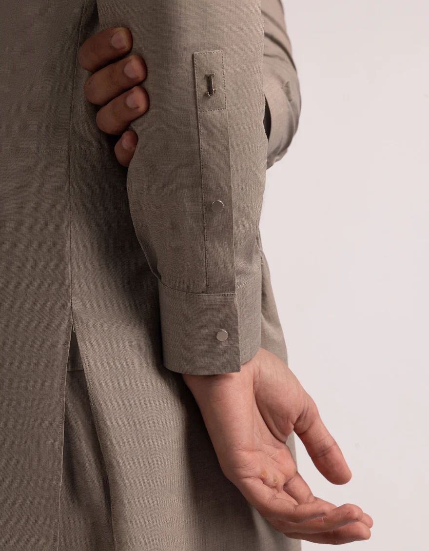 LIGHT BROWN COTTON KAMEEZ SHALWAR | JJKS-A-33637/S25/JJ9763-CL - Image 4