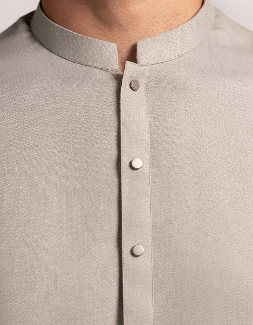LIGHT GREY BLENDED KAMEEZ SHALWAR | JJKS-A-33668/S25/JJ10417-PN - Image 3