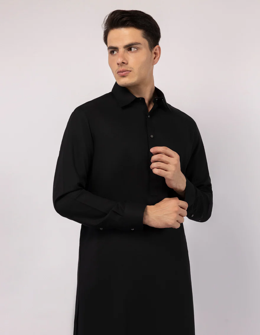 BLACK BLENDED KAMEEZ SHALWAR | JJKS-A-33804/S26/JJ10417-CL - Image 2