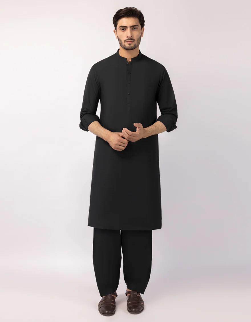 BLACK GREEN COTTON KAMEEZ SHALWAR | JJKS-A-33829/S26/JJ10021-PN