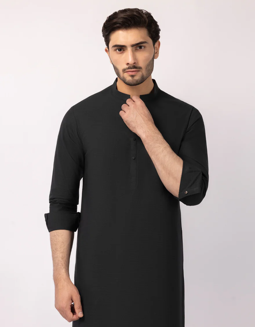 BLACK GREEN COTTON KAMEEZ SHALWAR | JJKS-A-33829/S26/JJ10021-PN - Image 2