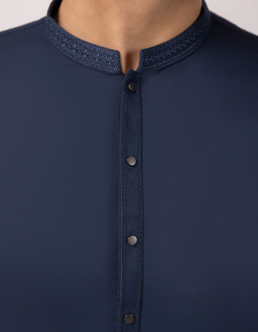 NAVY BLUE BLENDED KAMEEZ SHALWAR | JJKS-A-33837/S26/JJ10420-SF - Image 3