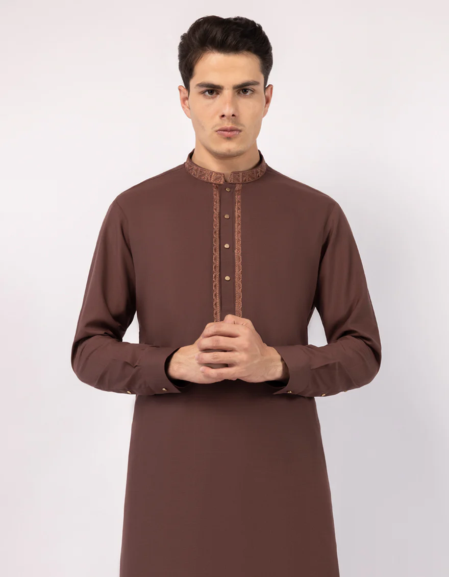 BROWN KAMEEZ SHALWAR | JJKS-A-33873/S26/JJ10347-SF - Image 2