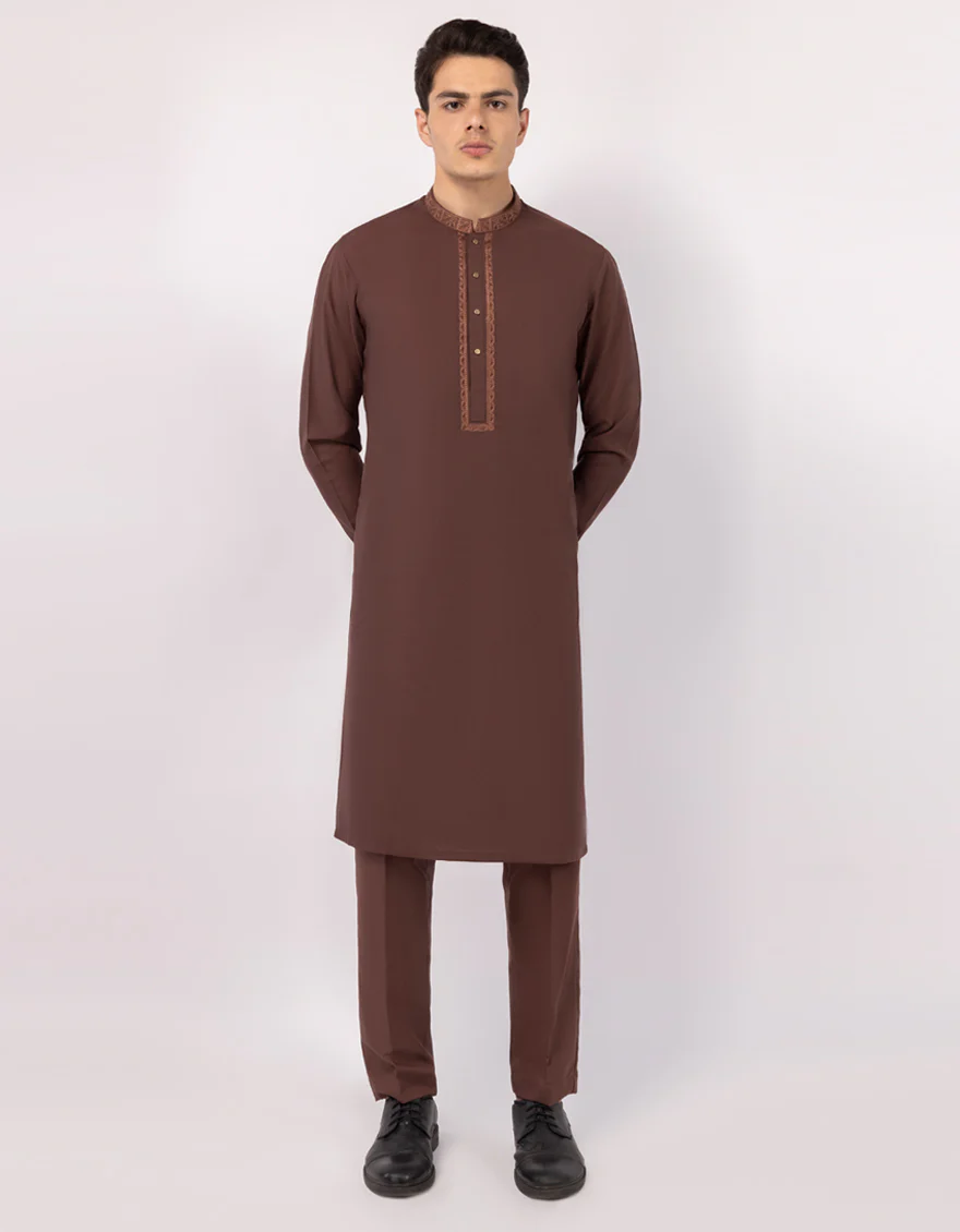 BROWN KAMEEZ SHALWAR | JJKS-A-33873/S26/JJ10347-SF - Image 4