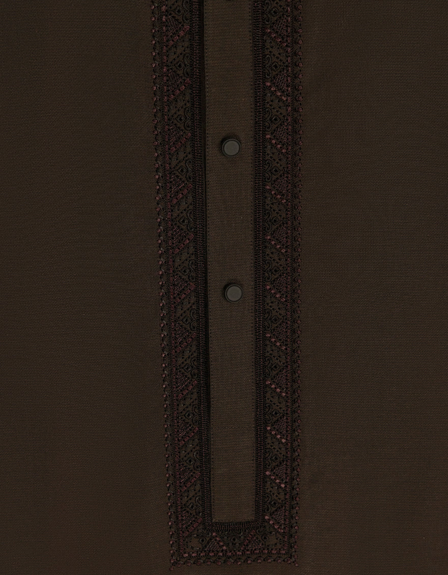 COFFEE BROWN COTTON KAMEEZ SHALWAR | JJKS-A-33904/S26/JJ10802-SF - Image 3