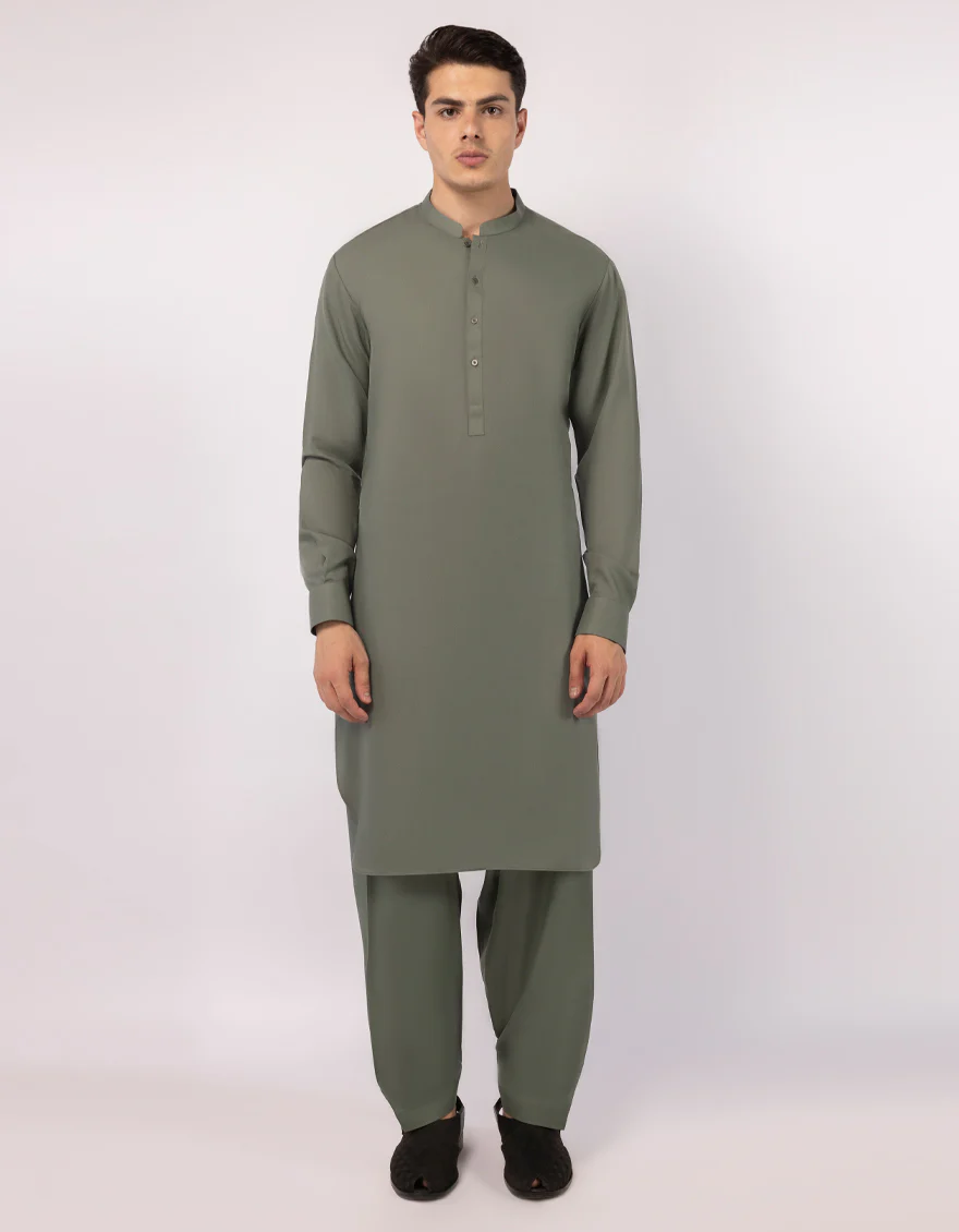 GREEN BLENDED KAMEEZ SHALWAR | JJKS-A-47535/S26/JJ10073-PN