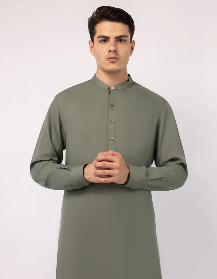 GREEN BLENDED KAMEEZ SHALWAR | JJKS-A-47535/S26/JJ10073-PN - Image 2