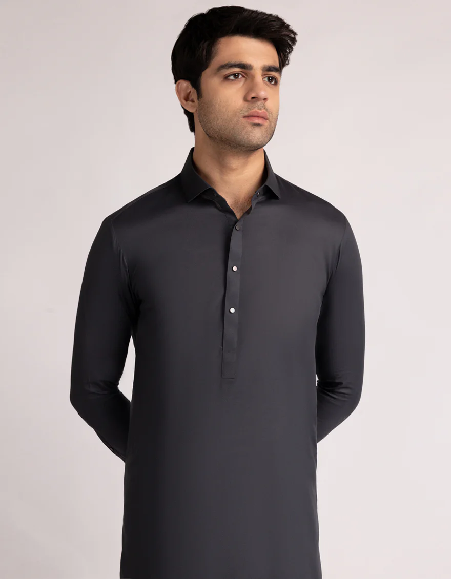 DARK GREY COTTON KAMEEZ SHALWAR | JJKS-A-47558/S25/JJ9829-PN - Image 2