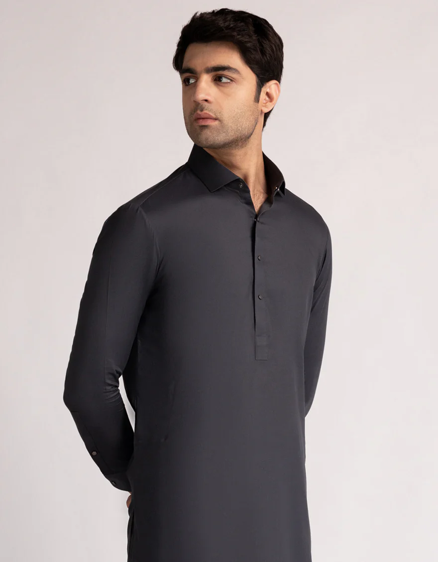 DARK GREY COTTON KAMEEZ SHALWAR | JJKS-A-47558/S25/JJ9829-PN - Image 4