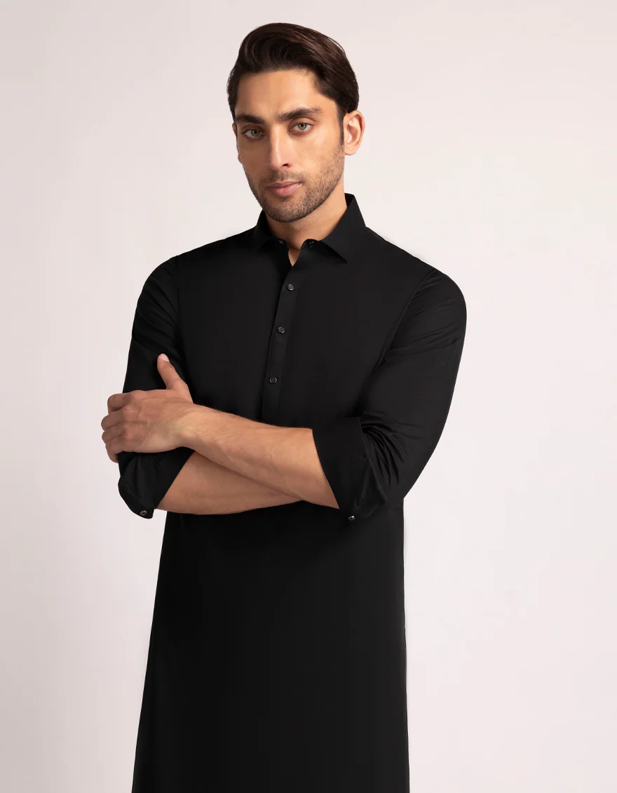 BLACK COTTON KAMEEZ SHALWAR | JJKS-A-47559/S25/JJ6923-PN - Image 2