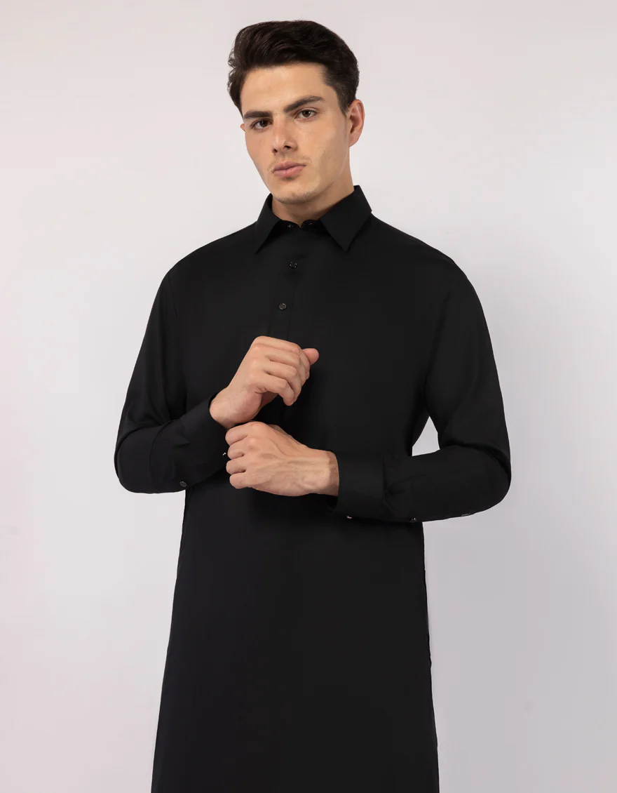 BLACK BLENDED KAMEEZ SHALWAR | JJKS-A-47573/S26/JJ9824-CL - Image 2