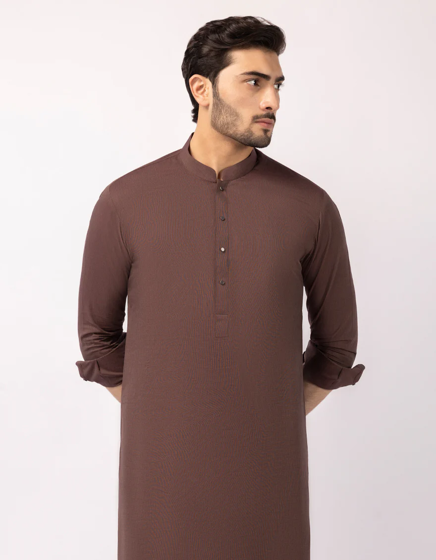 BROWN COTTON KAMEEZ SHALWAR | JJKS-A-47575/S26/JJ9873-CL - Image 2