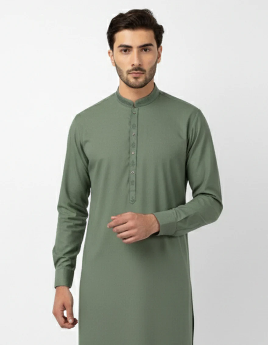 GREEN BLENDED KAMEEZ SHALWAR | JJKS-A-47586/S26/JJ10593-SF - Image 2