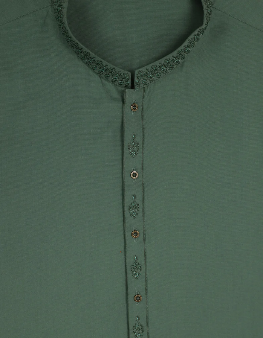 GREEN BLENDED KAMEEZ SHALWAR | JJKS-A-47586/S26/JJ10593-SF - Image 3