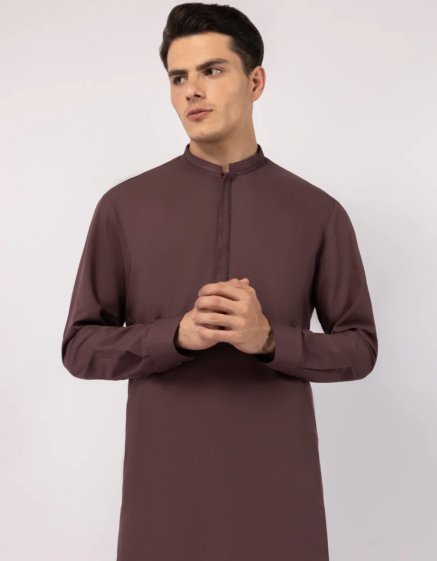 LIVER BROWN BLENDED KAMEEZ SHALWAR | JJKS-A-47587/S26/JJ10593-SF - Image 2