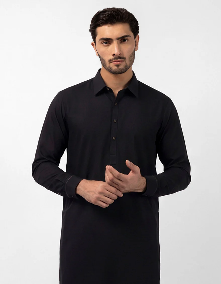 NAVY BLUE BLENDED KAMEEZ SHALWAR | JJKS-A-48284-SIG/S25/JJ10119-EX - Image 2