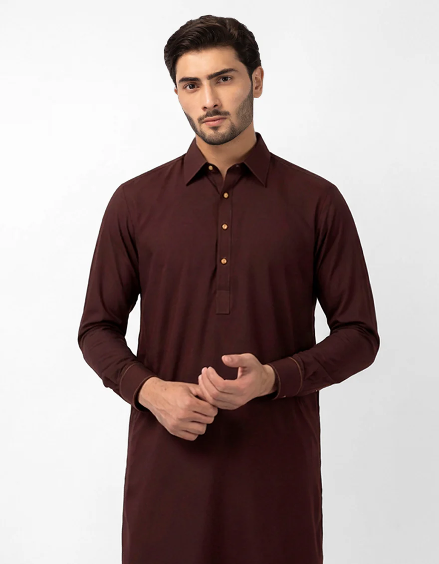 MAROON BLENDED KAMEEZ SHALWAR | JJKS-A-48285-SIG/S25/JJ10119-EX - Image 2