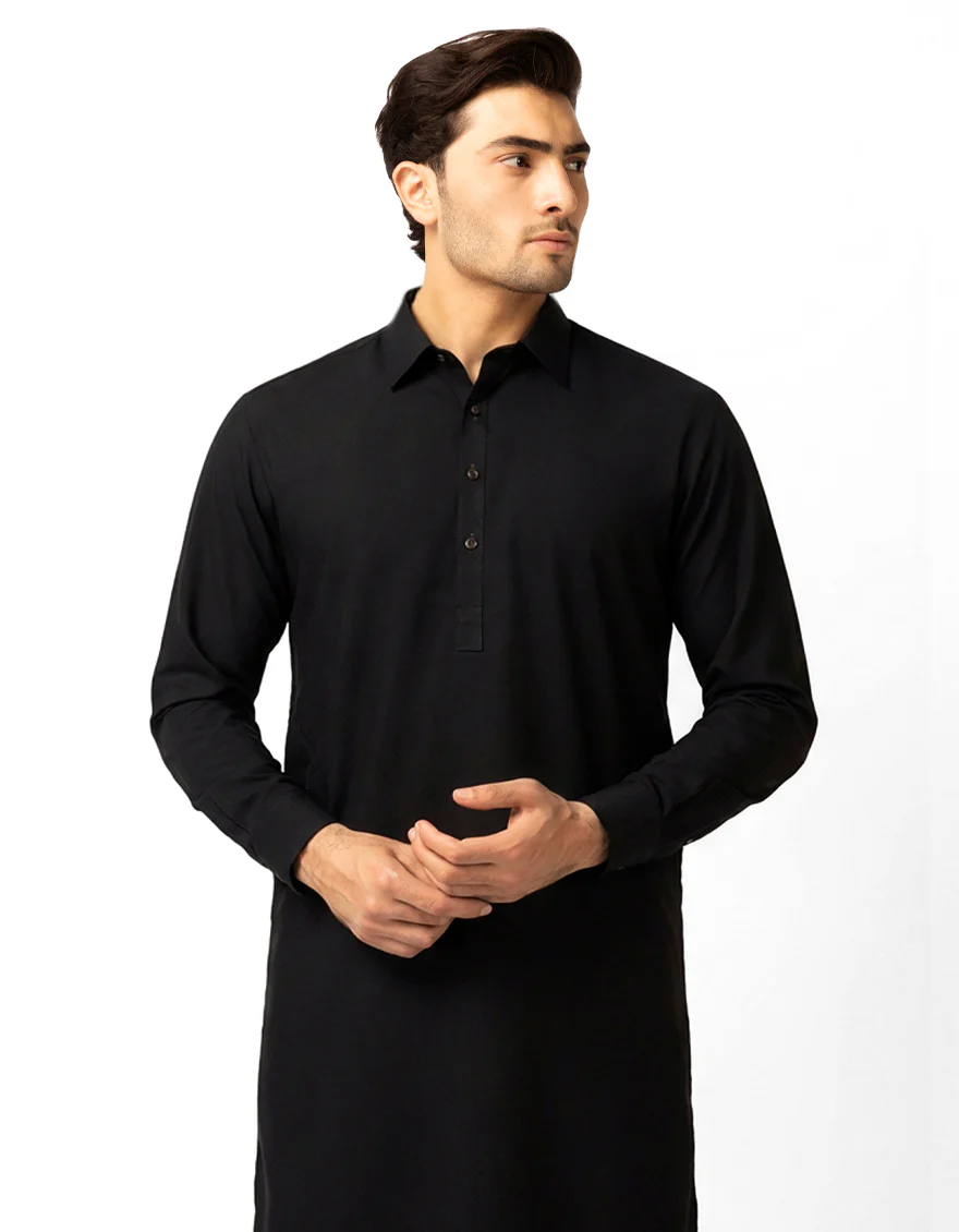 BLACK BLENDED KAMEEZ SHALWAR | JJKS-A-48286-SIG/S25/JJ10119-EX - Image 2