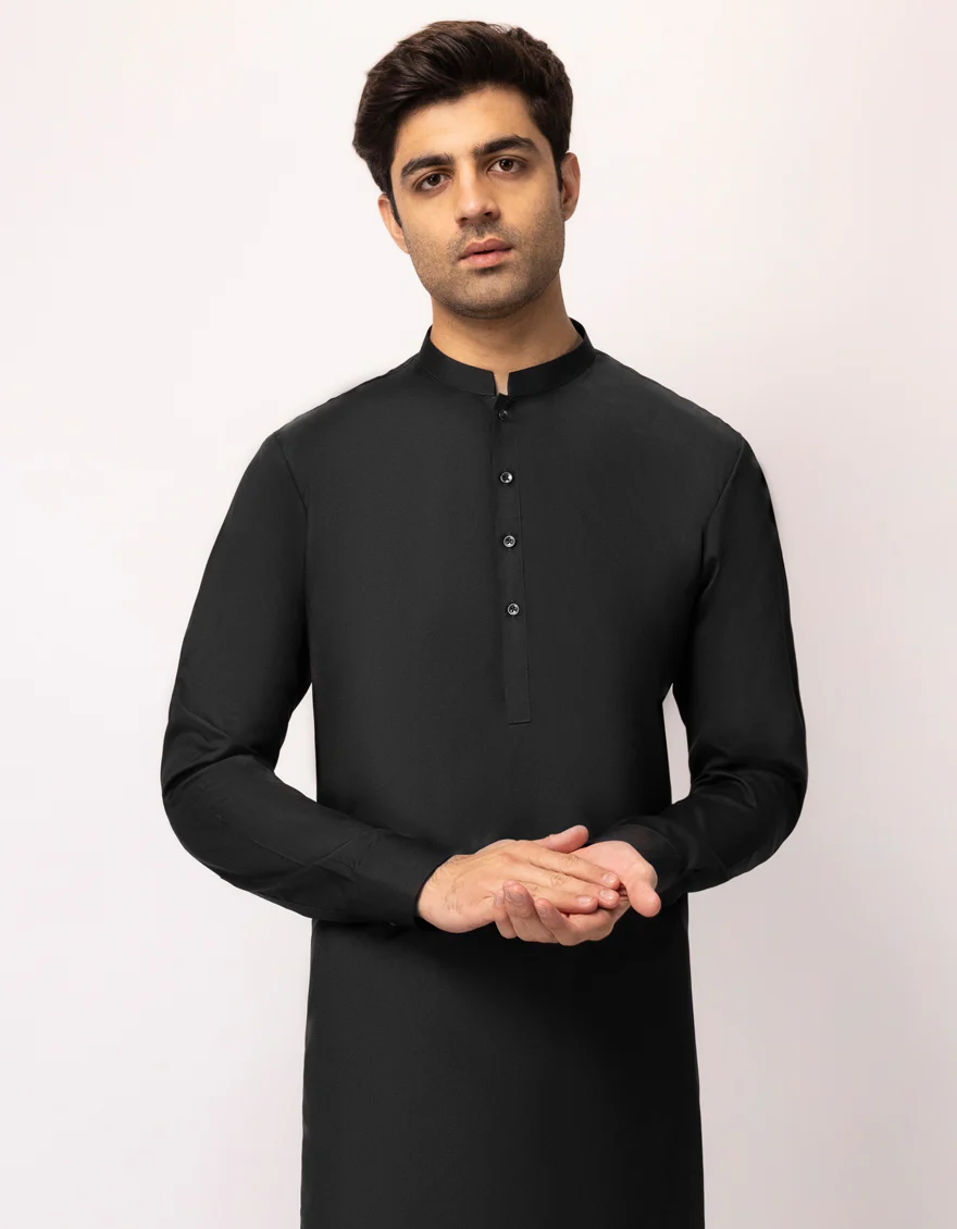 BLACK BLENDED KAMEEZ SHALWAR | JJKS-A-49506-AP/S26/JJ10551-PN - Image 2
