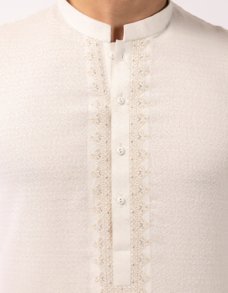 OFF WHITE BLENDED KAMEEZ SHALWAR | JJKS-A-50525/S26/JJ10628-FL - Image 3