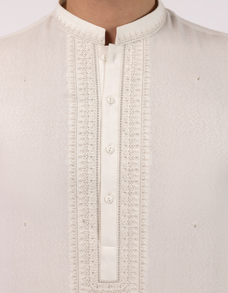 OFF WHITE BLENDED KAMEEZ SHALWAR | JJKS-A-50556/S26/JJ9900-FL - Image 3