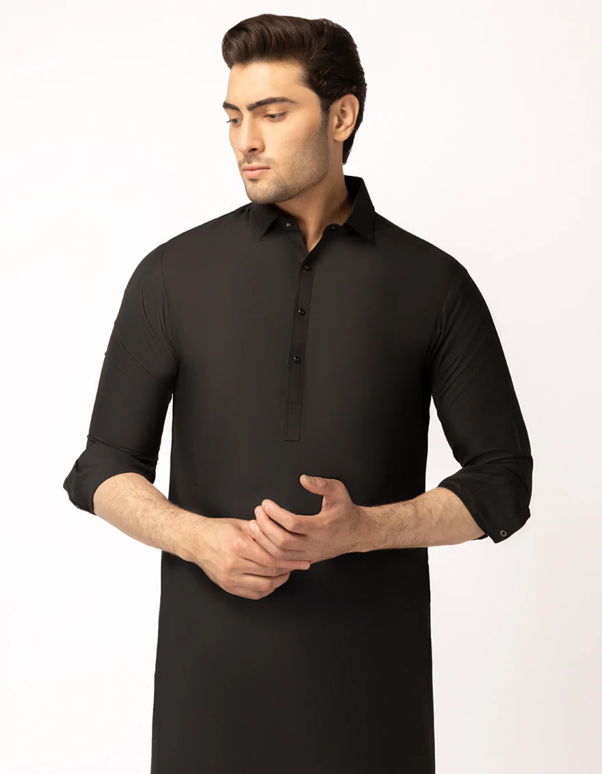BLACK BLENDED KAMEEZ SHALWAR | JJKS-A-90555/S26/JJ9768-SF - Image 2
