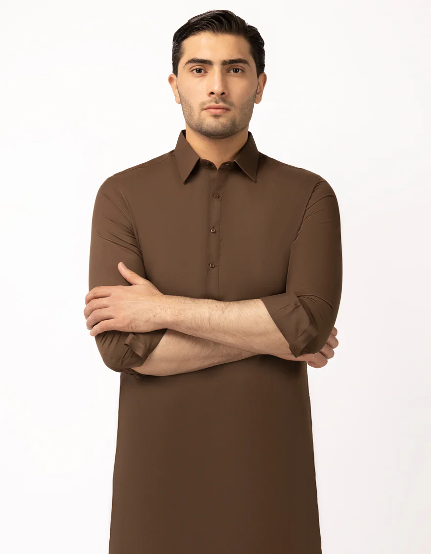 BROWN BLENDED KAMEEZ SHALWAR | JJKS-A-90557/S26/JJ9768-SF - Image 2