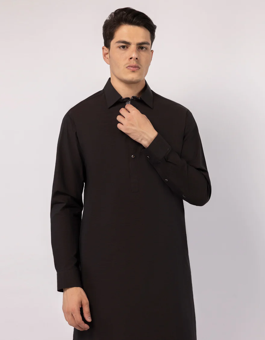 BROWN COTTON KAMEEZ SHALWAR | JJKS-S-33566/S26/JJ10021-PN - Image 2