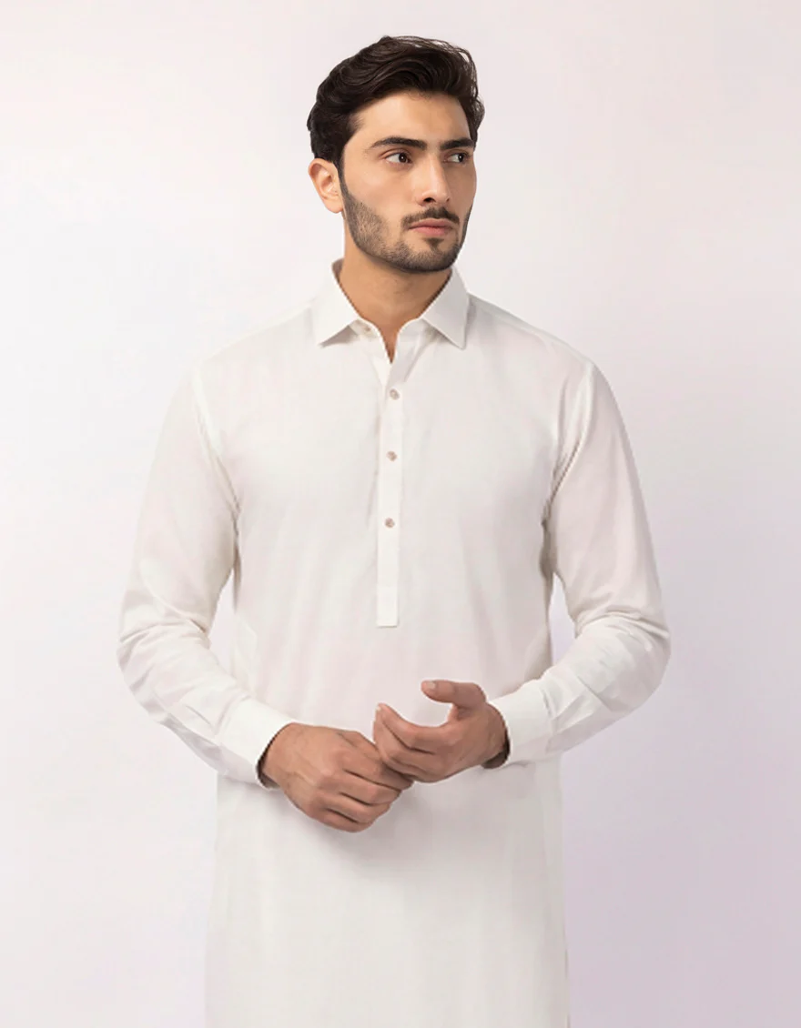 WHITE COTTON KAMEEZ SHALWAR | JJKS-S-47604/S26/JJ10606-PN - Image 2