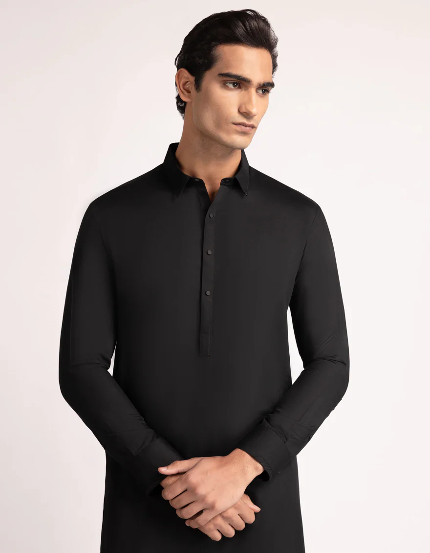 BLACK BLENDED KAMEEZ SHALWAR | JJKS-W-33646/S25/JJ9824-PN - Image 2