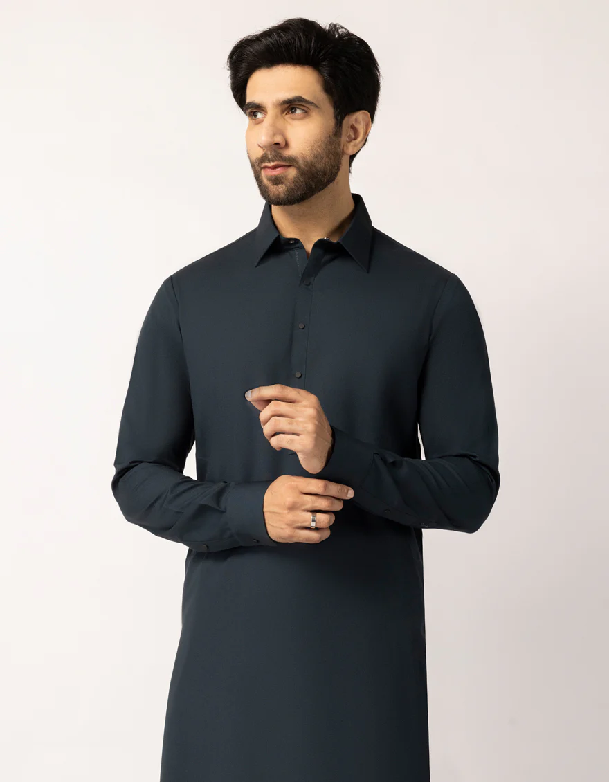 MIDNIGHT BLUE BLENDED KAMEEZ SHALWAR | JJKS-W-33843/S25/JJ10342-PN - Image 2