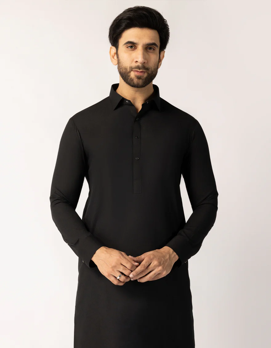 BLACK BLENDED KAMEEZ SHALWAR | JJKS-W-33866/S25/JJ10342-PN - Image 2