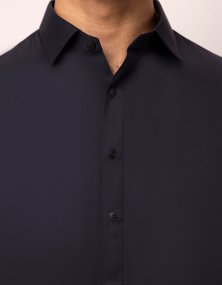 NAVY BLUE BLENDED KAMEEZ SHALWAR | JJKS-W-33876/S25/JJ10341-PN - Image 3