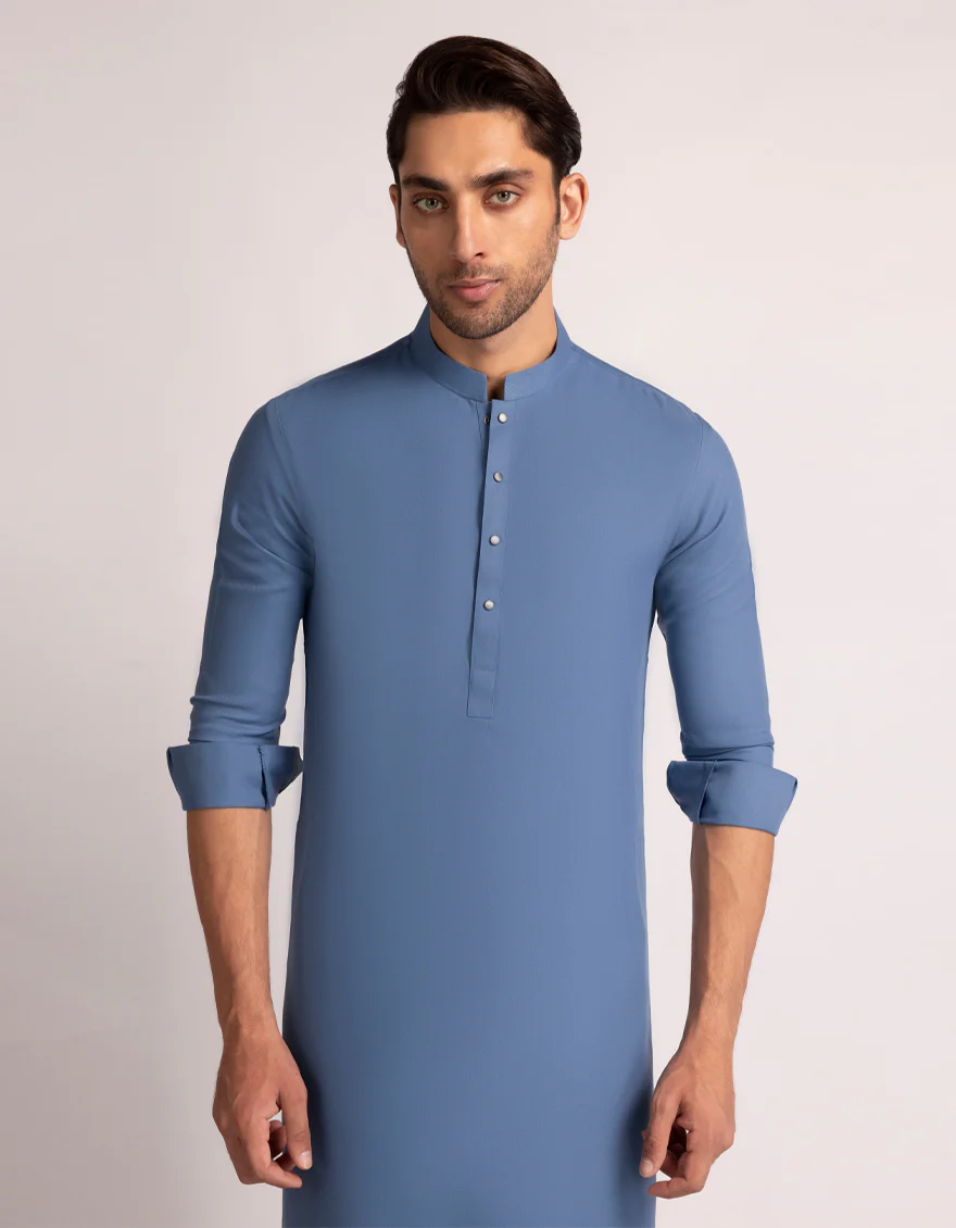 BLUE BLENDED KAMEEZ SHALWAR | JJKS-W-47553/S25/JJ10344-PN - Image 2