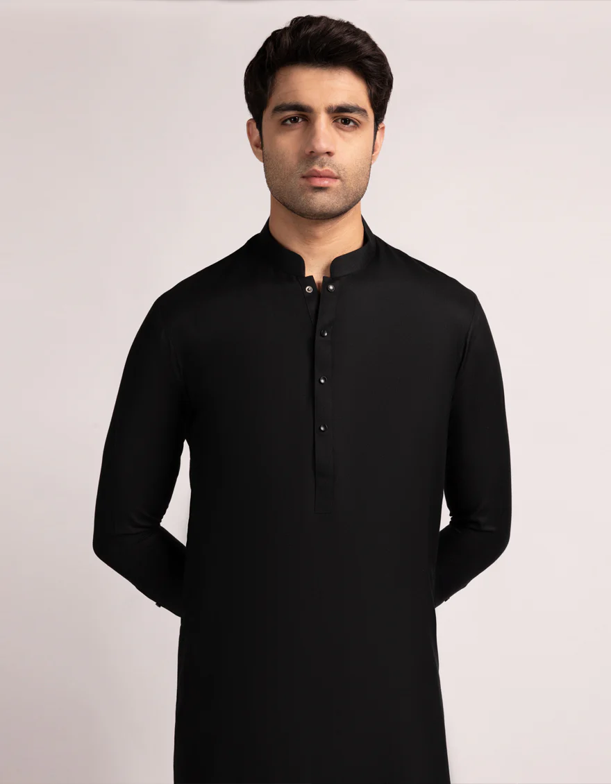 BLACK BLENDED KAMEEZ SHALWAR | JJKS-W-47555/S25/JJ10337-PN - Image 2