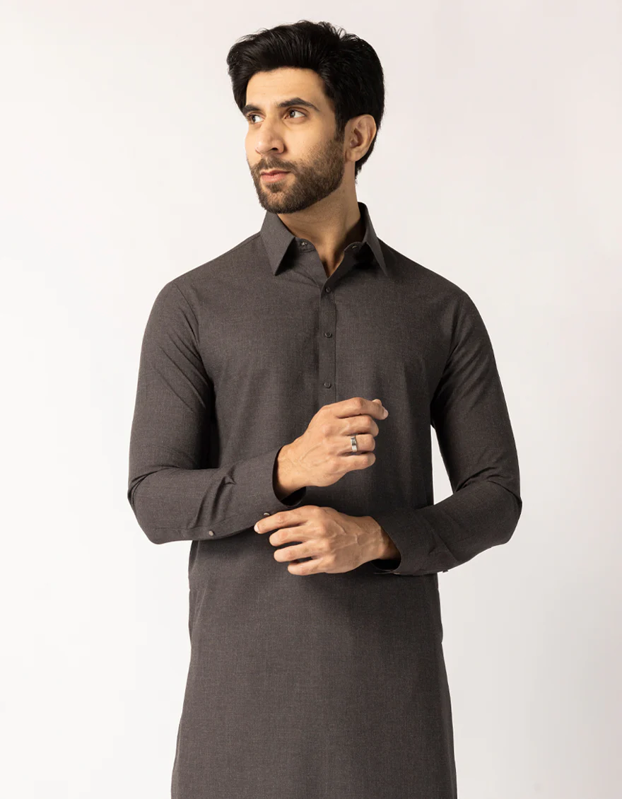 CHARCOAL BLENDED KAMEEZ SHALWAR | JJKS-W-47584/S25/JJ10515-PN - Image 2