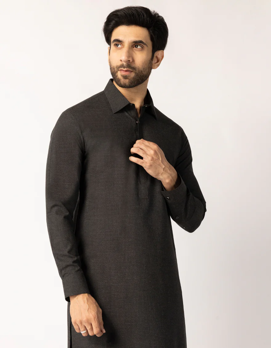 BLACK BLENDED KAMEEZ SHALWAR | JJKS-W-47585/S25/JJ10515-PN - Image 2