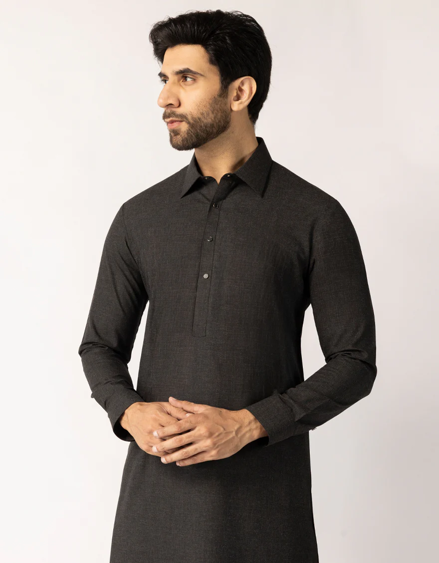 BLACK BLENDED KAMEEZ SHALWAR | JJKS-W-47585/S25/JJ10515-PN - Image 4