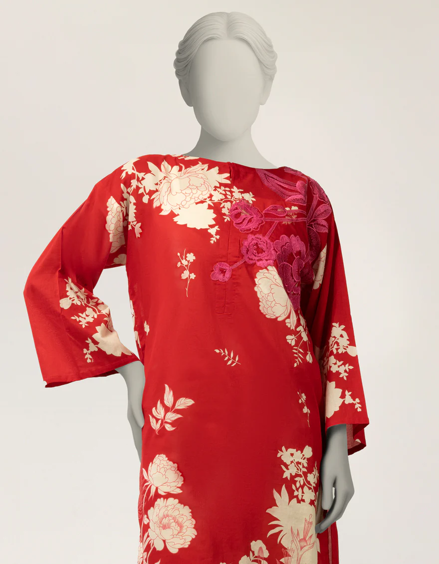 RED LAWN KURTI | JJLK-S-JSS-26-625 FB/ASSORTMENT-12 - Image 3