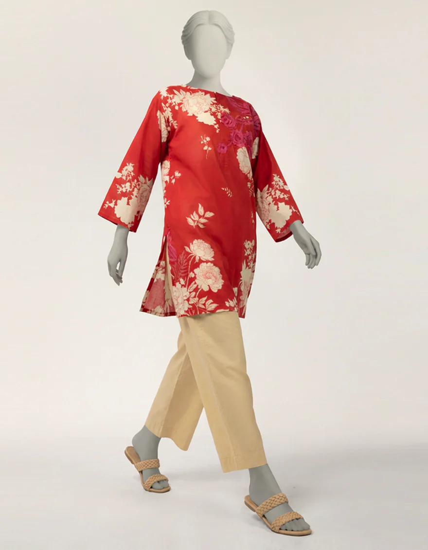 RED LAWN KURTI | JJLK-S-JSS-26-625 FB/ASSORTMENT-12 - Image 4