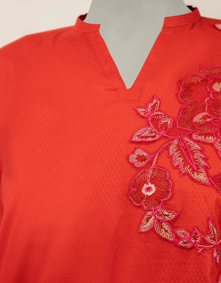RED DOBBY KURTI | JJLK-S-JSS-26-634 FB/ASSORTMENT-21 - Image 3