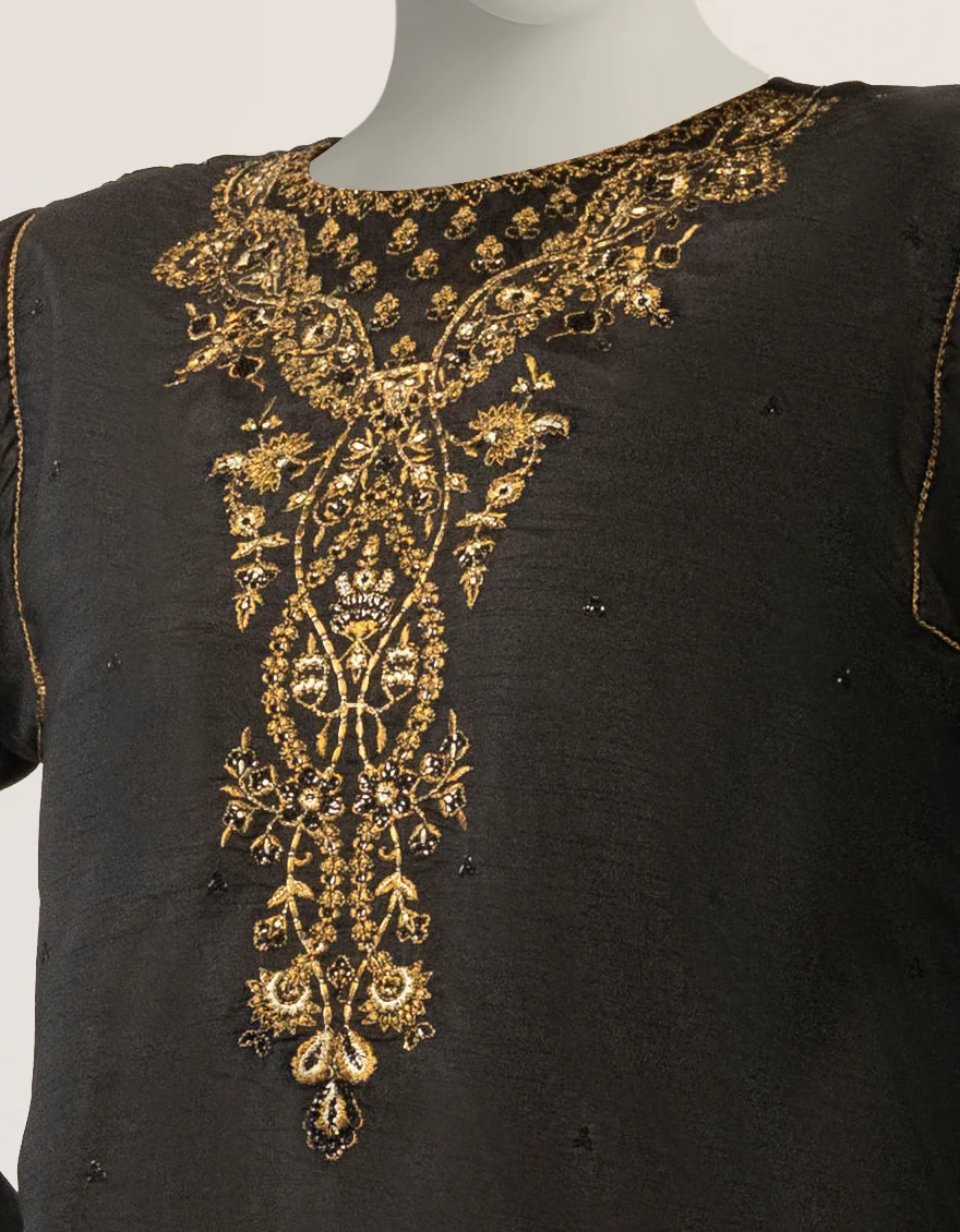 BLACK RAW SILK 2PC STITCHED | JJPW-S-JPS-26-4043 FB/NAYAB-9 - Image 3