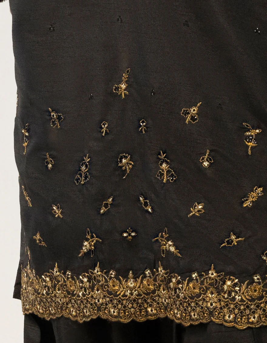 BLACK RAW SILK 2PC STITCHED | JJPW-S-JPS-26-4043 FB/NAYAB-9 - Image 4