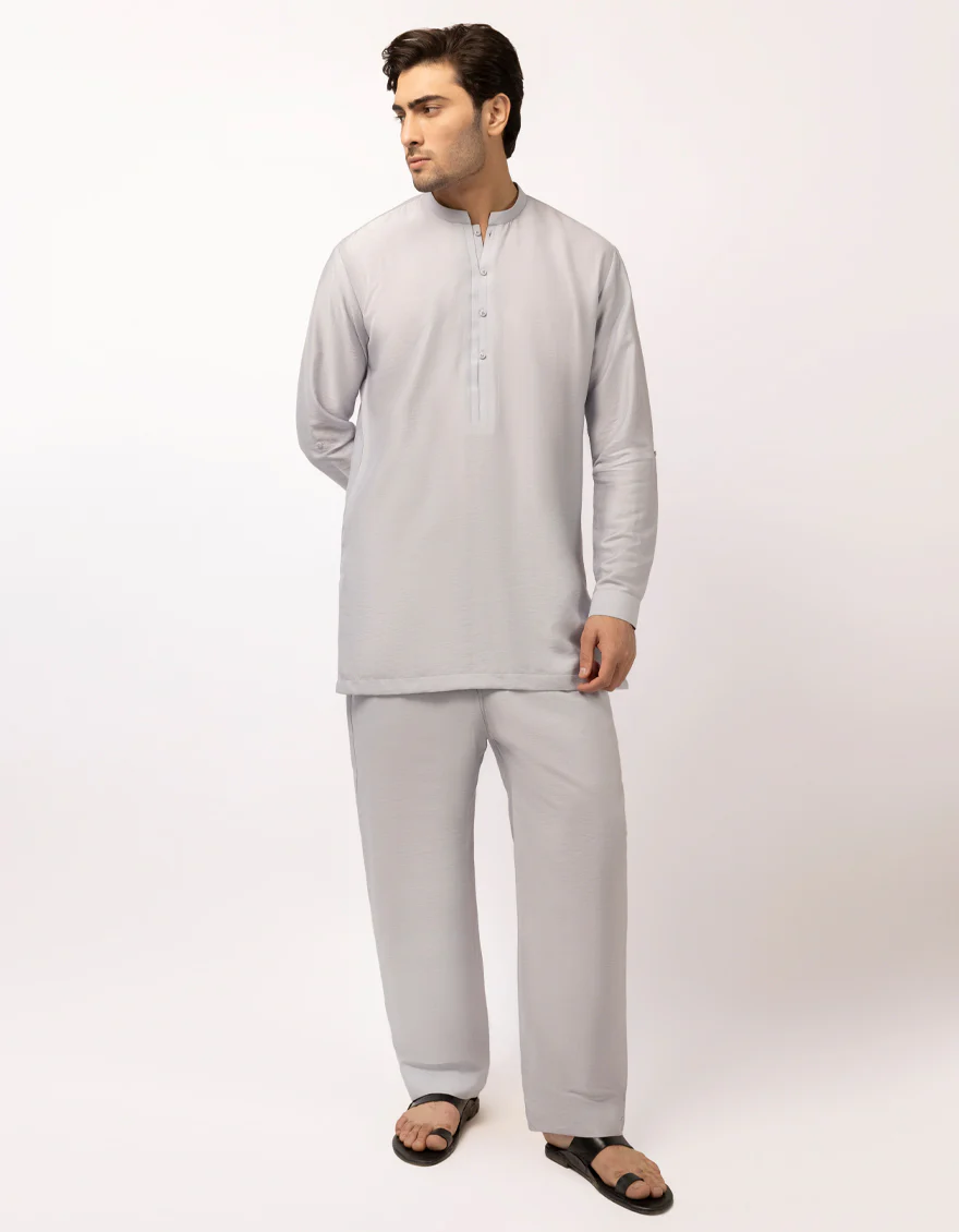 LIGHT GREY BLENDED KURTA TROUSERS | JJSHKP-A-47707/S26/CC2782-CL