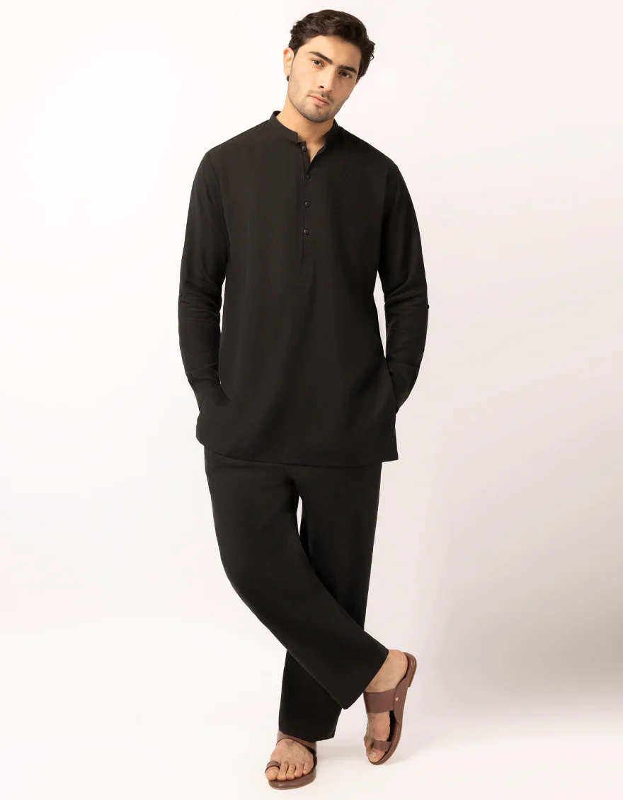 BLACK BLENDED KURTA TROUSERS | JJSHKP-A-47711/S26/CC2789-CL