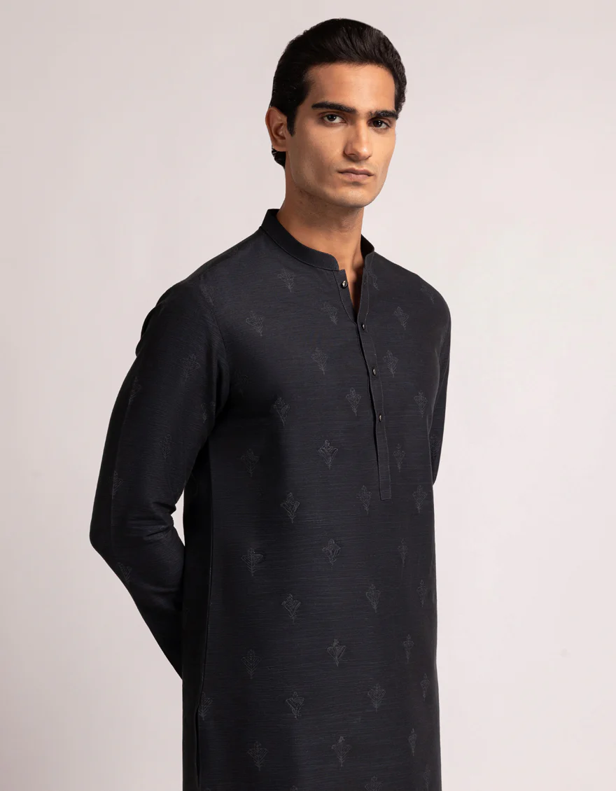 MIDNIGHT BLUE COTTON THIGH LENGTH KURTA TROUSERS | JJTHLKP-W-47570/S25/JJ10485-SF - Image 2