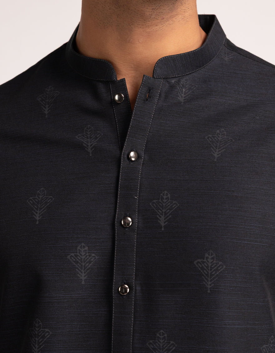 MIDNIGHT BLUE COTTON THIGH LENGTH KURTA TROUSERS | JJTHLKP-W-47570/S25/JJ10485-SF - Image 3