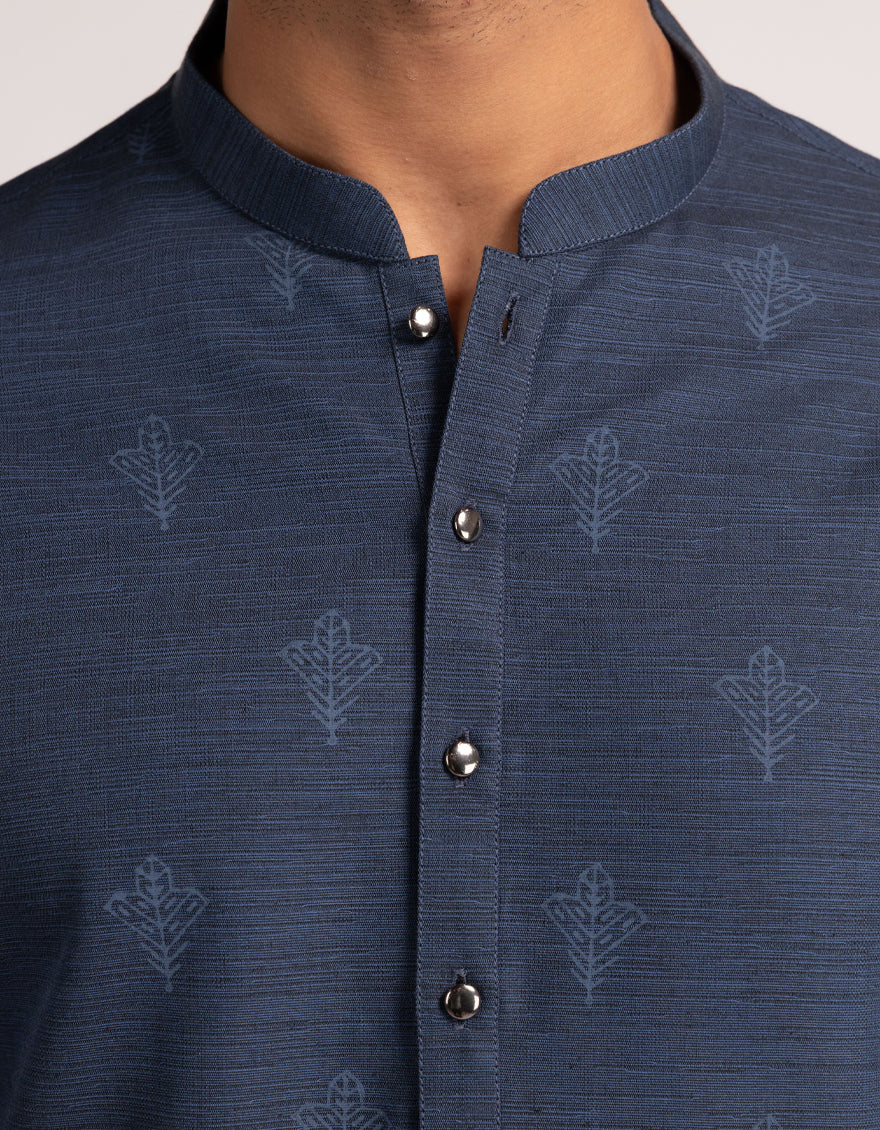 BLUE COTTON THIGH LENGTH KURTA TROUSERS | JJTHLKP-W-47574/S25/JJ10485-SF - Image 3