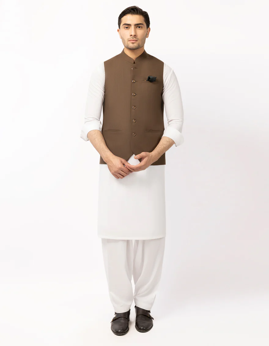 BROWN POLYESTER WAISTCOAT | JJVC-A-33757/S25/JJ10483-PN - Image 2