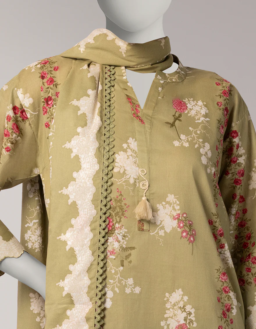 GREEN LAWN 3PC UNSTITCHED | JLAWN-S-26-1085 FLORAL MAGIC-1 - Image 3